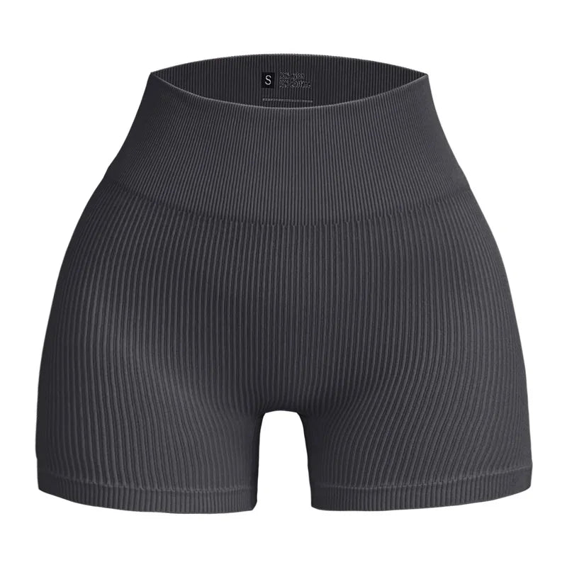 High Waist Ribbed Yoga Shorts