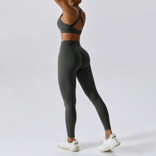 2-Piece Women’s High-Waist Leggings & Sports Bra Set