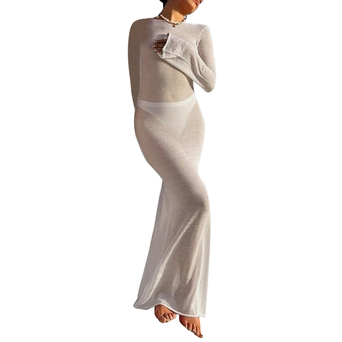 Women’s Long Sleeve Backless Wrap Dress