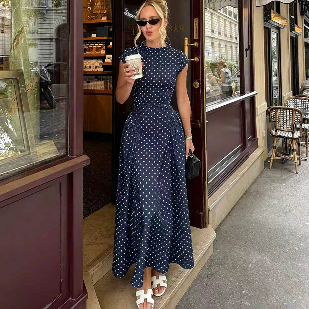 Women’s White Polka Dot Long Dress