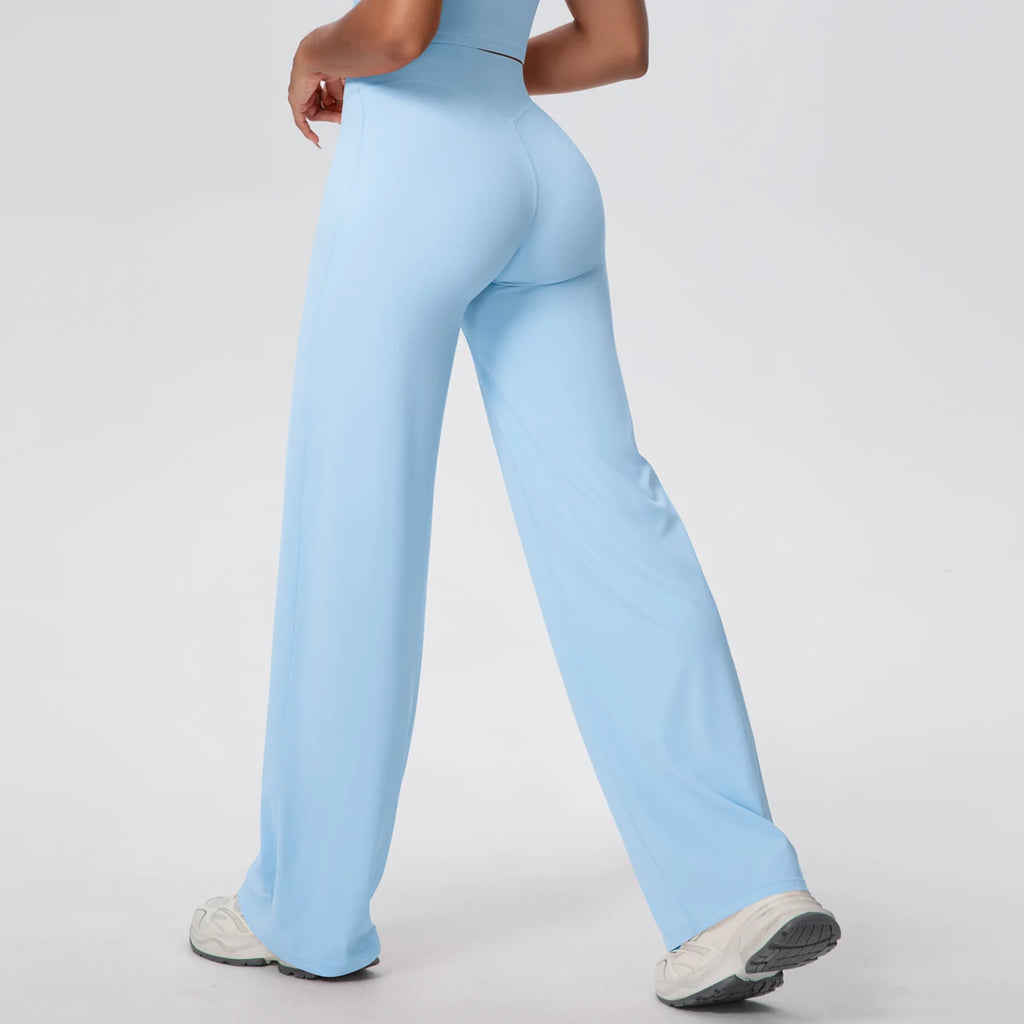 Woman Summer Breathable Wide Leg Yoga Pants Fitness Sports Running Cycling Solid Color Lifting Buttocks Gym Yoga Pants