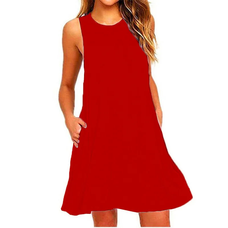 Loose Swing Mini Beach Cover Up with Pockets