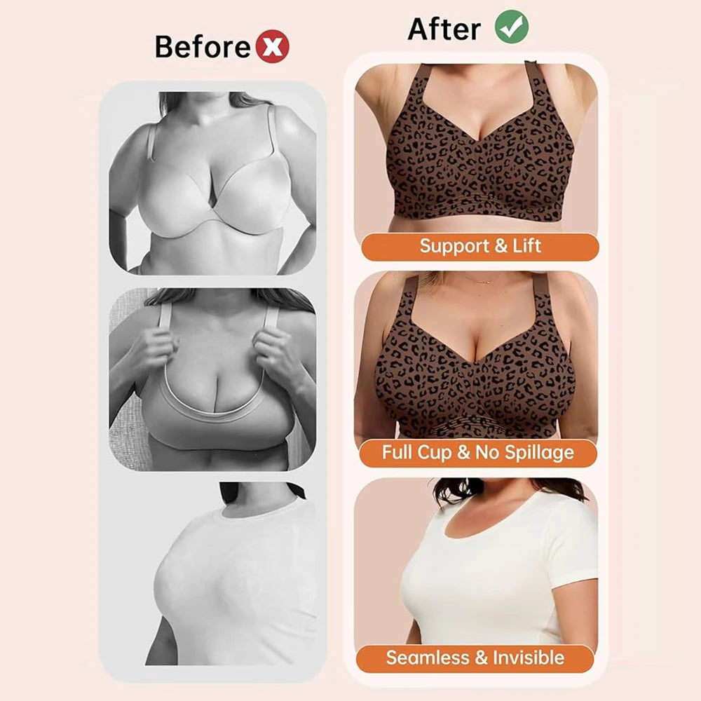Leopard Jelly Bras No Underwire Push Up Wireless Bra Seamless Lift Bras Full Coverage Bralette Everyday Brassiere Plus Size