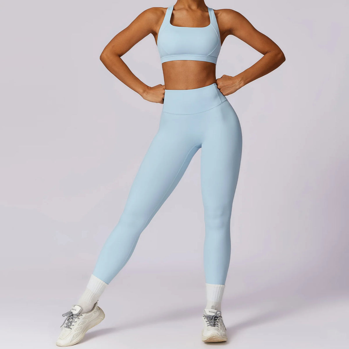 2-Piece Women’s High-Waist Leggings & Sports Bra Set