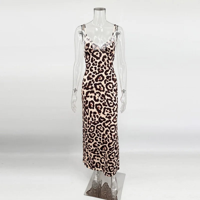 Women’s Spaghetti Strap Lace V-Neck Maxi Dress