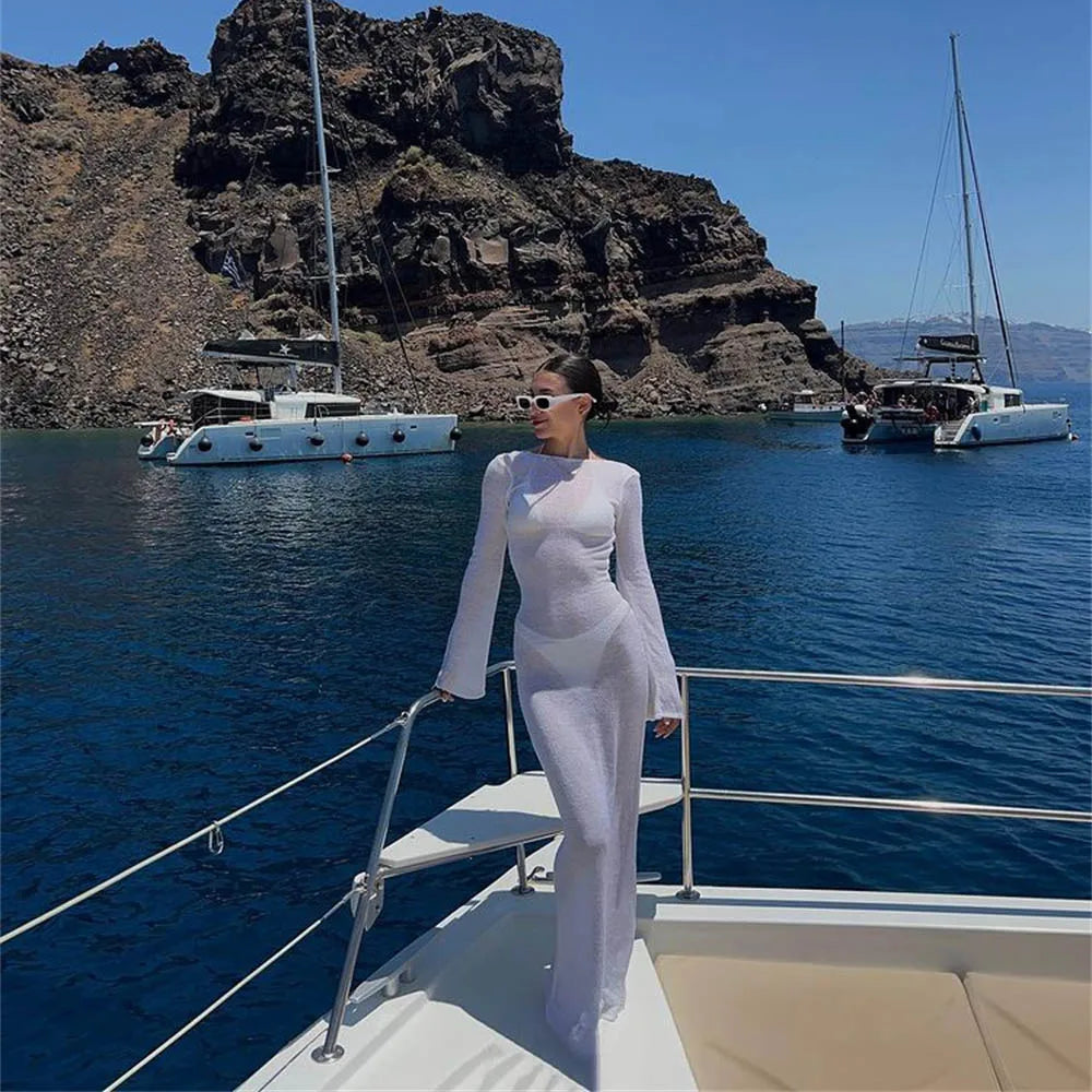 Women’s Long Sleeve Backless Wrap Dress