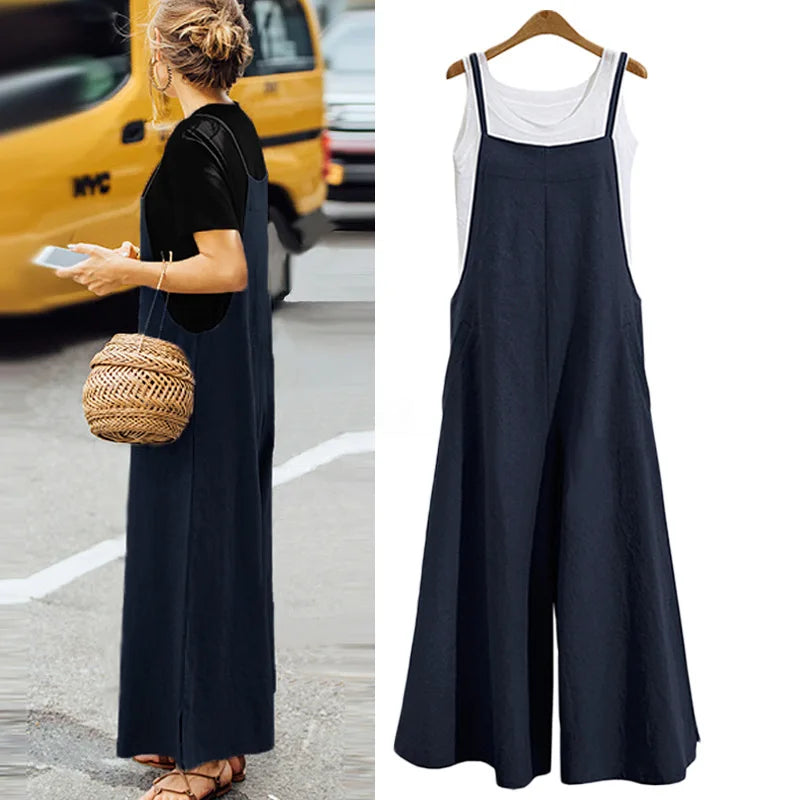 Women’s Casual Strap Wide-Leg Jumpsuit