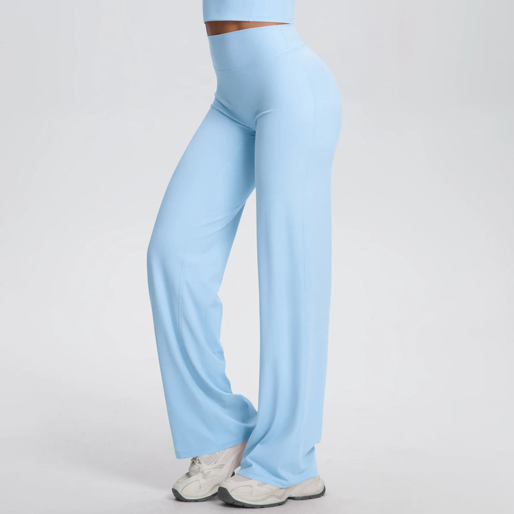 Woman Summer Breathable Wide Leg Yoga Pants Fitness Sports Running Cycling Solid Color Lifting Buttocks Gym Yoga Pants