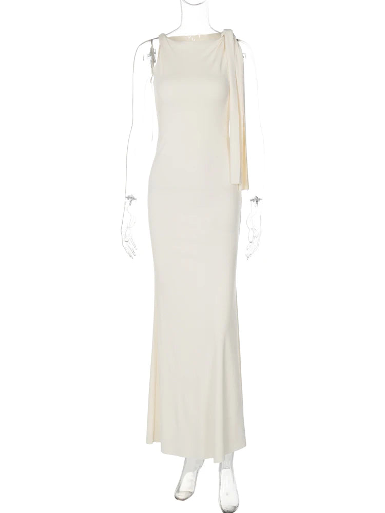 Women’s Solid O-Neck Bodycon Maxi Dress