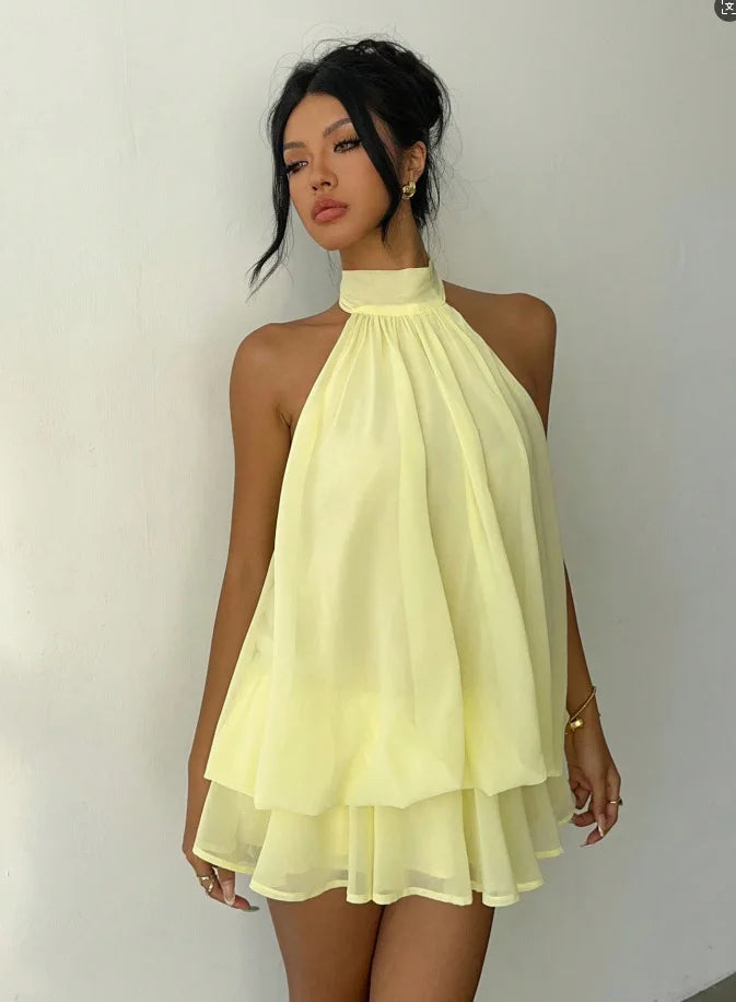 Slim Fit Tie Waist Summer Vacation Dress