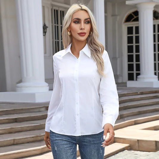 Women’s Slim Fit Solid Long Sleeve Blouse