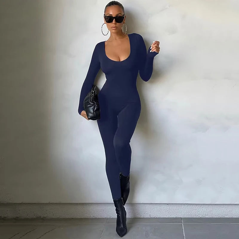 Women’s Long Sleeve Slim Fit Bodycon Jumpsuit