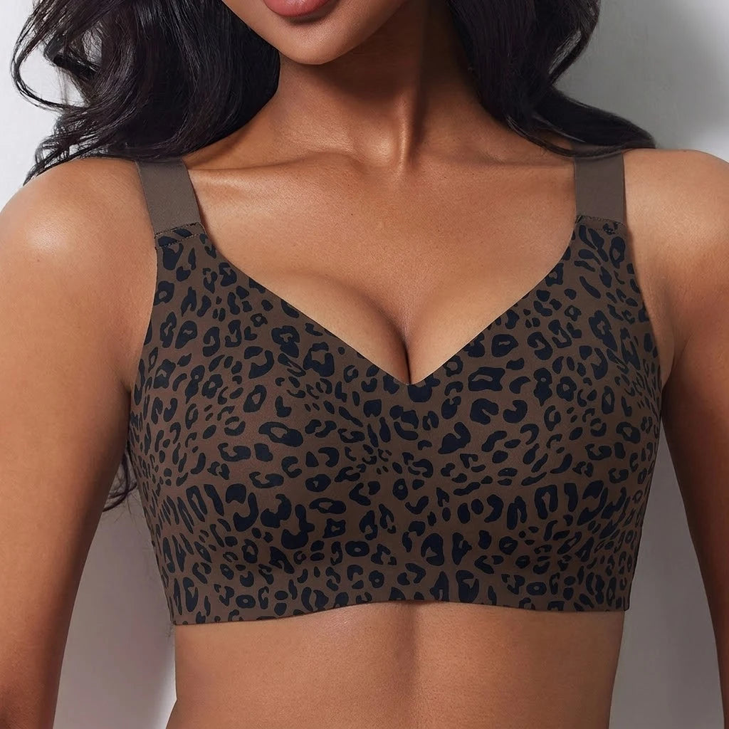Leopard Jelly Bras No Underwire Push Up Wireless Bra Seamless Lift Bras Full Coverage Bralette Everyday Brassiere Plus Size