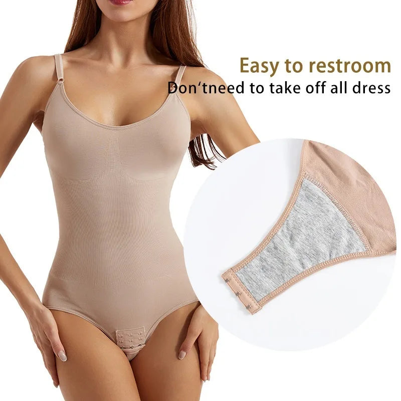 Female Seamless Shaping Bodysuit, Open Crotch Hip Lift Panties, High Waist Tummy Compression Corset, Sling Slim Body Shaper
