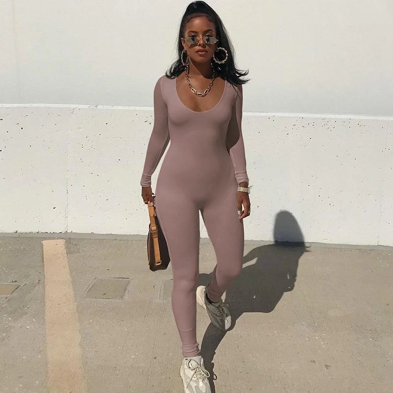 Women’s Long Sleeve Slim Fit Bodycon Jumpsuit