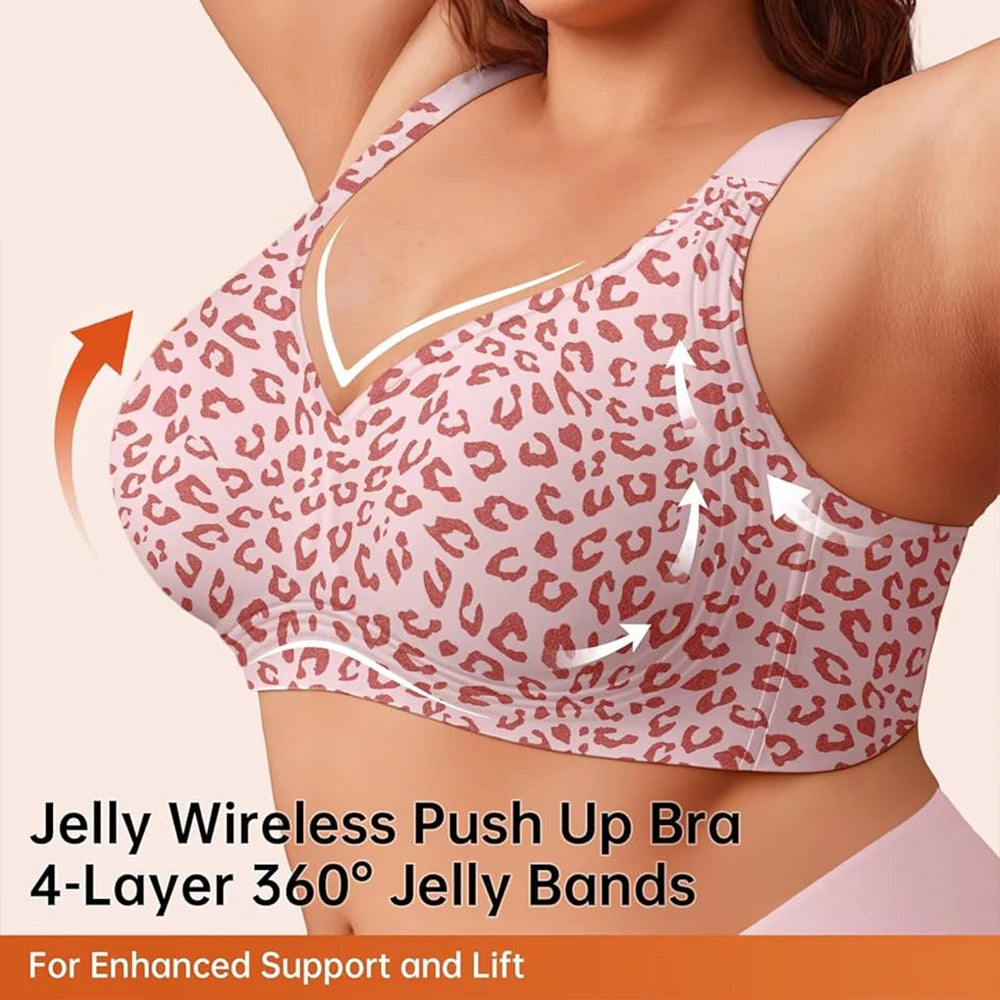 Leopard Jelly No Underwire Push Up Wireless Bra
