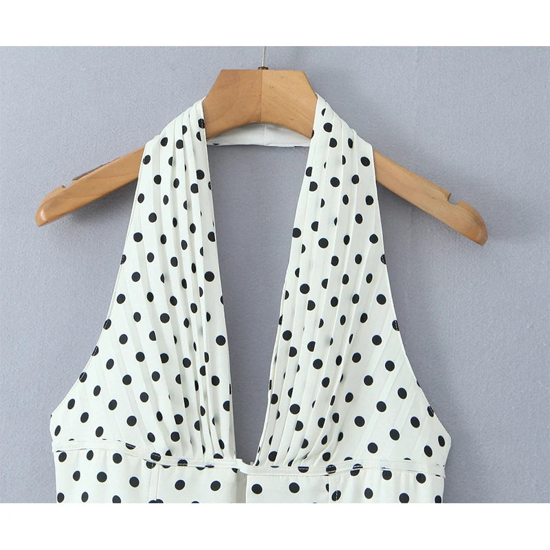 Women’s Retro Polka Dot Halter Mini Dress