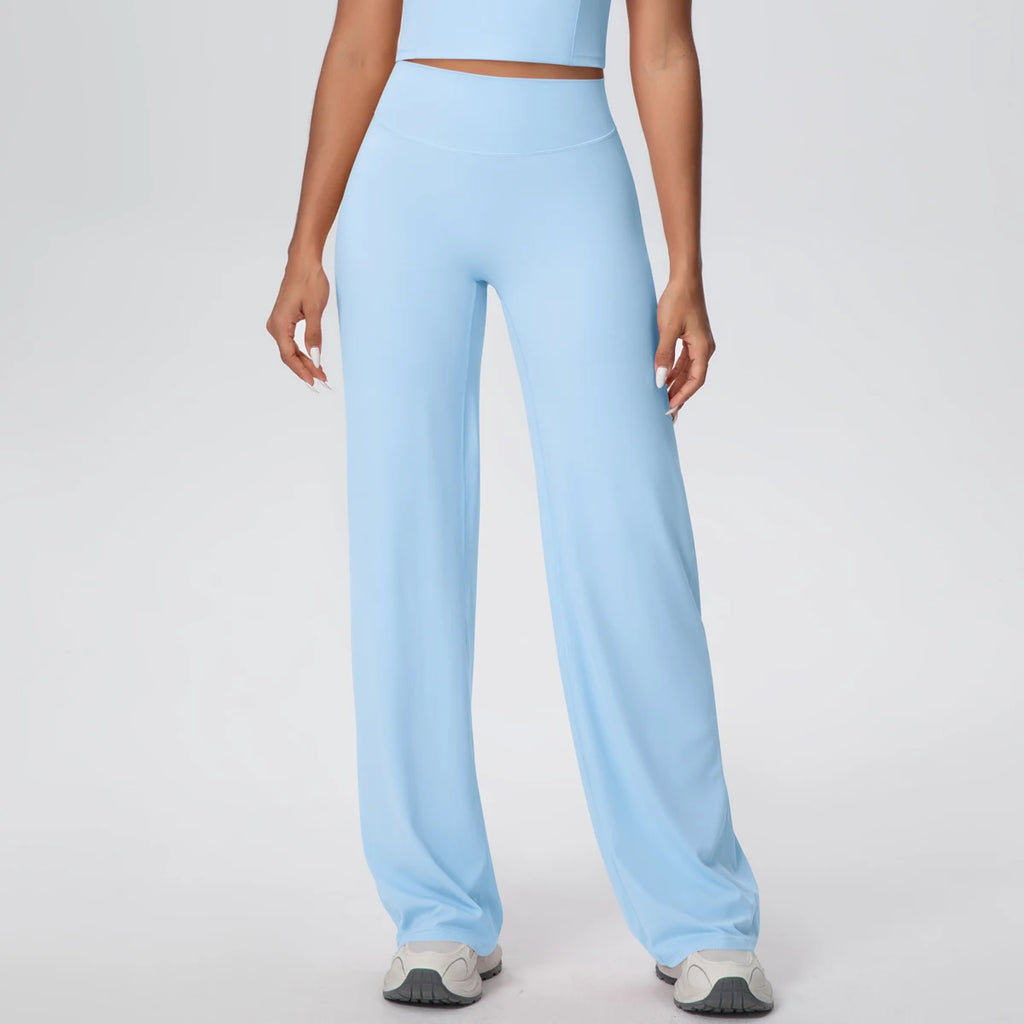 Woman Summer Breathable Wide Leg Yoga Pants Fitness Sports Running Cycling Solid Color Lifting Buttocks Gym Yoga Pants