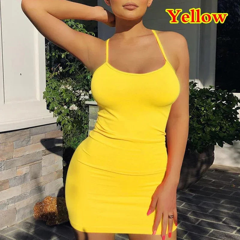 Summer Spaghetti Strap Mini Dress Bodycon