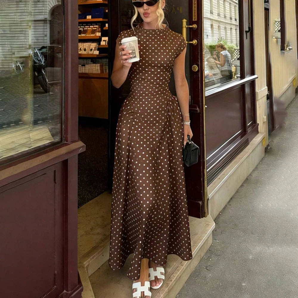 Women’s White Polka Dot Long Dress
