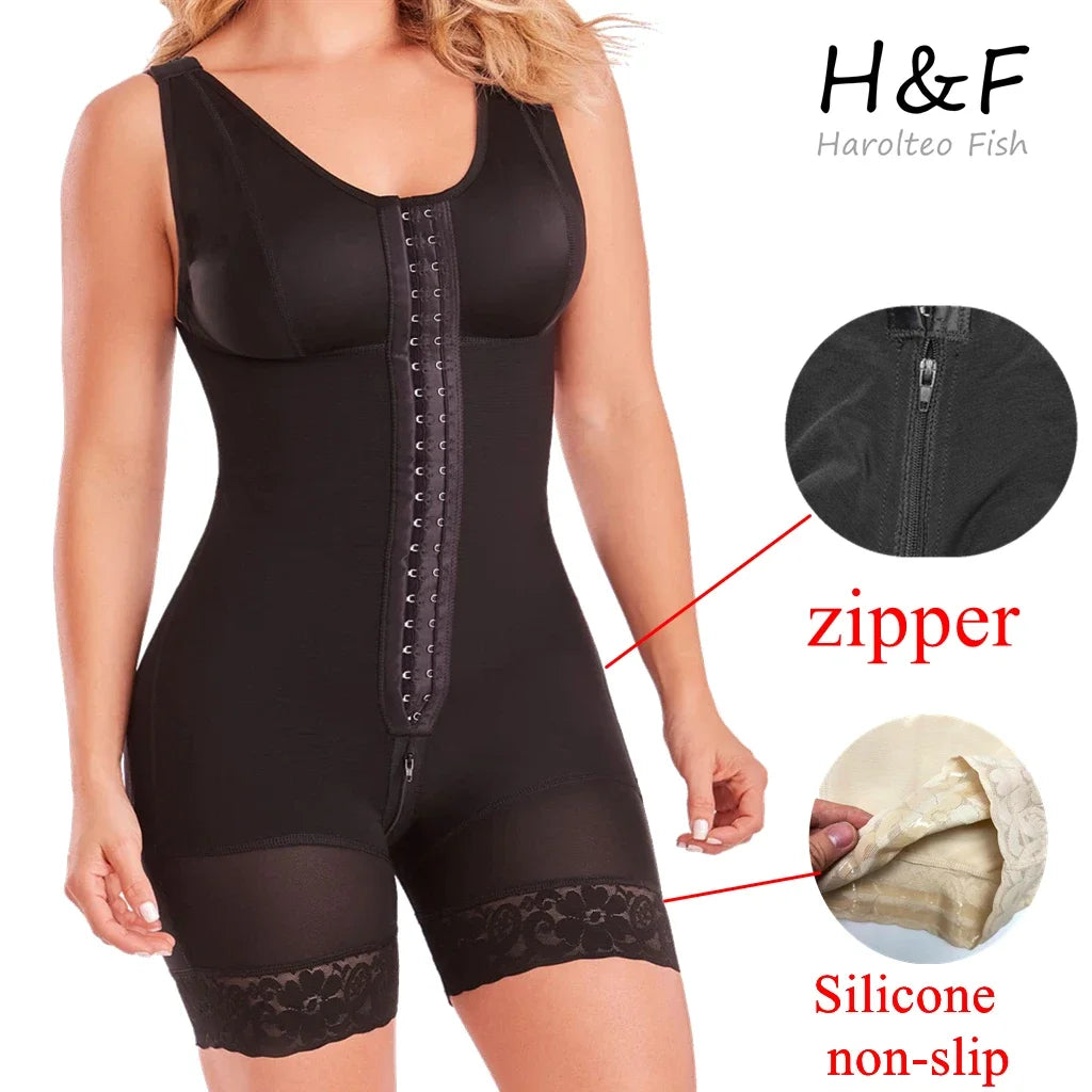 Full Body Shaper High Compression Shapewear Girdle With Brooches Bust For Postpartum Slimming Belly Fajas Colombianas