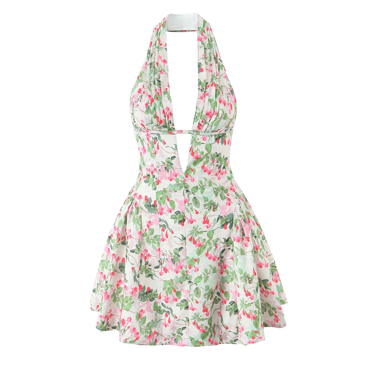 Women’s Retro Polka Dot Halter Mini Dress