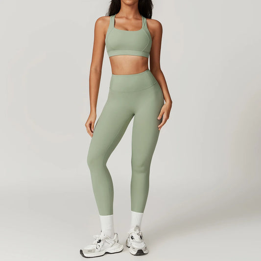 2-Piece Women’s High-Waist Leggings & Sports Bra Set