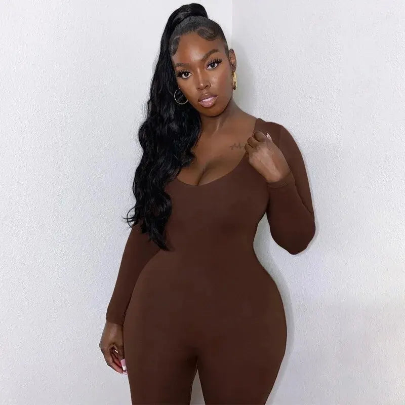 Women’s Long Sleeve Slim Fit Bodycon Jumpsuit