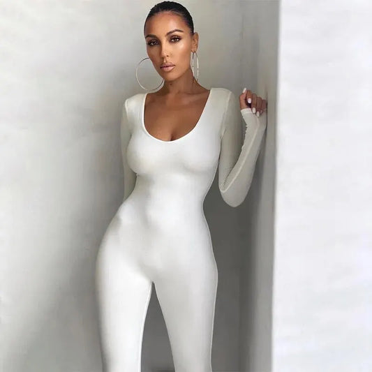 Women’s Long Sleeve Slim Fit Bodycon Jumpsuit
