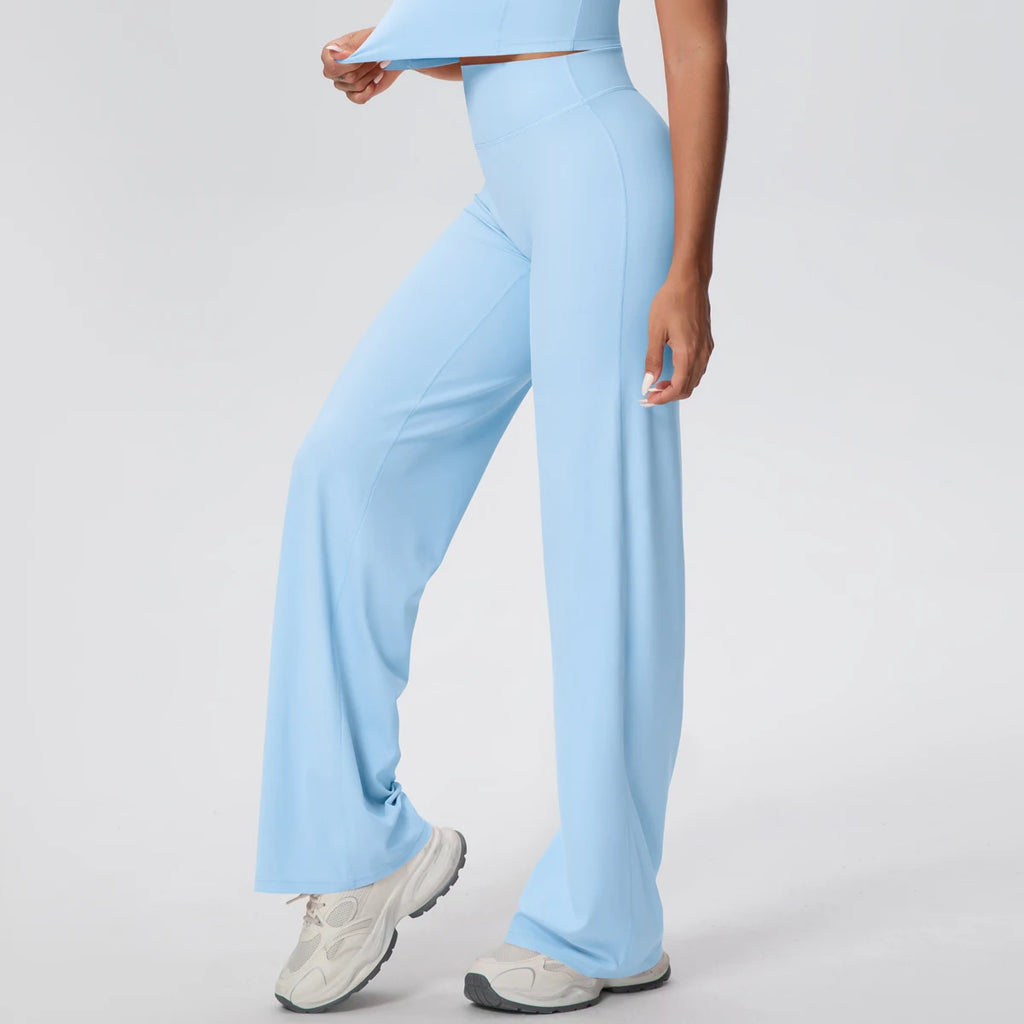 Woman Summer Breathable Wide Leg Yoga Pants Fitness Sports Running Cycling Solid Color Lifting Buttocks Gym Yoga Pants