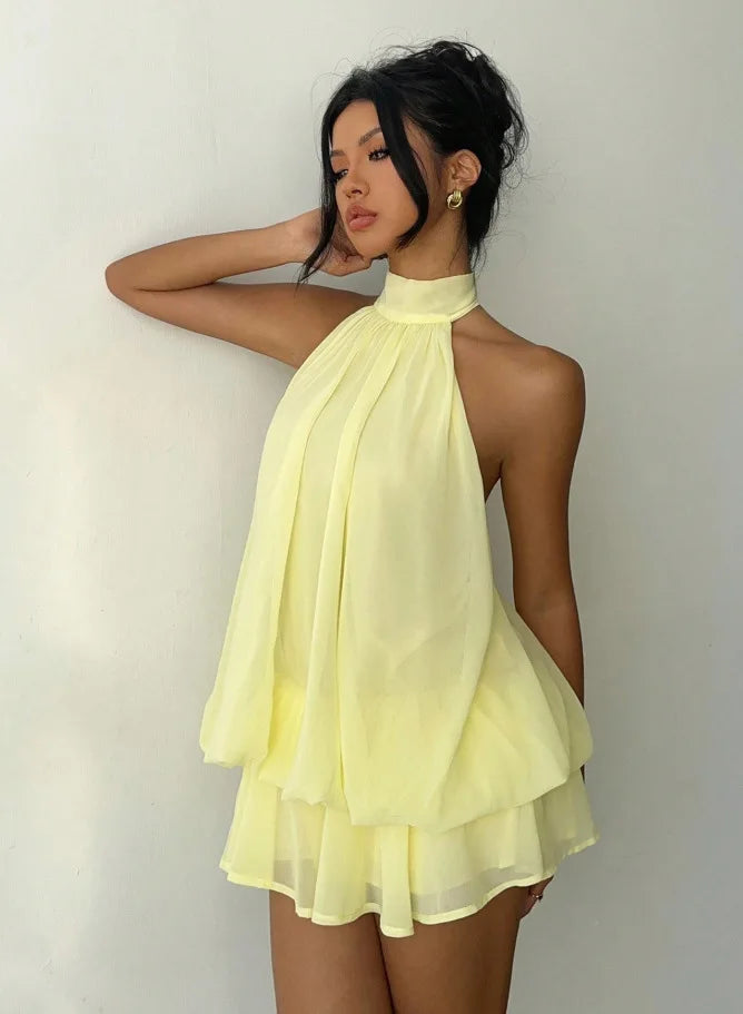 Slim Fit Tie Waist Summer Vacation Dress