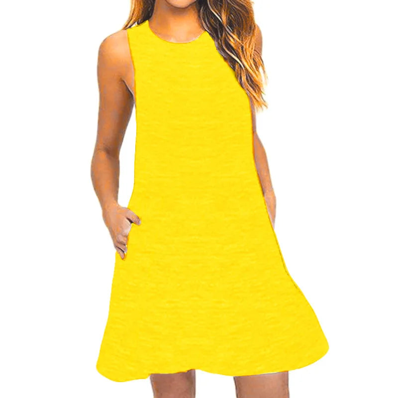 Loose Swing Mini Beach Cover Up with Pockets