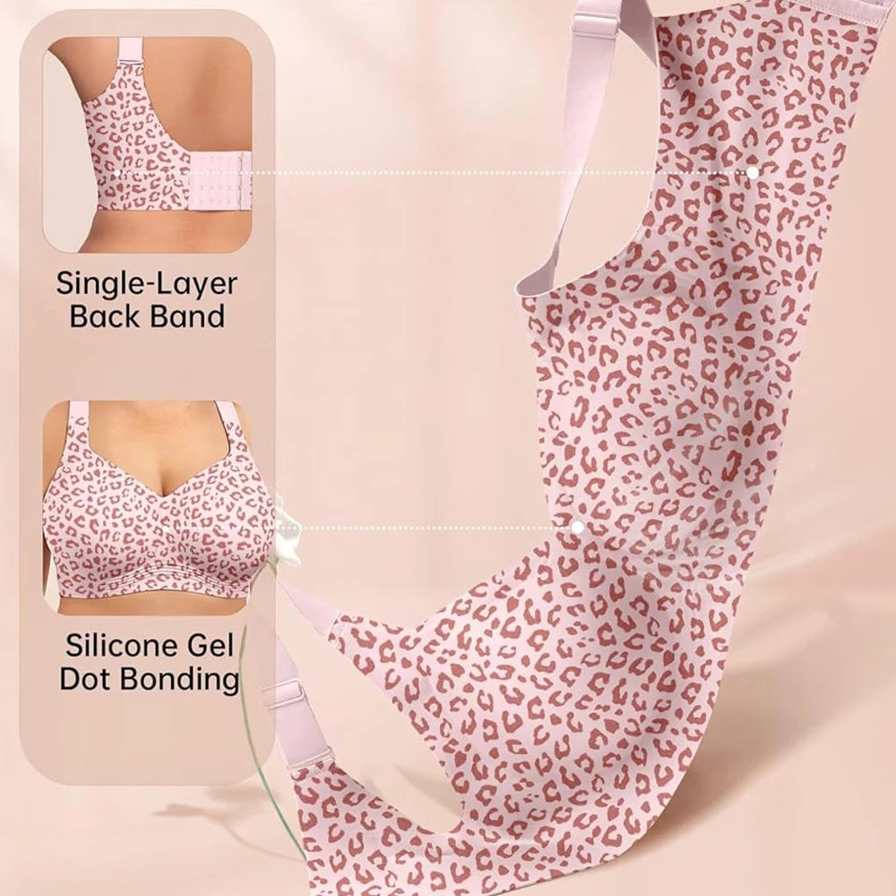 Leopard Jelly Bras No Underwire Push Up Wireless Bra Seamless Lift Bras Full Coverage Bralette Everyday Brassiere Plus Size
