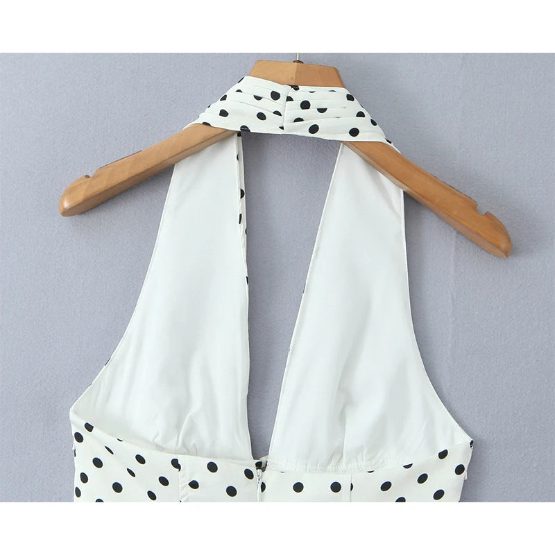 Women’s Retro Polka Dot Halter Mini Dress