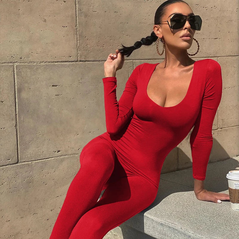 Women’s Long Sleeve Slim Fit Bodycon Jumpsuit