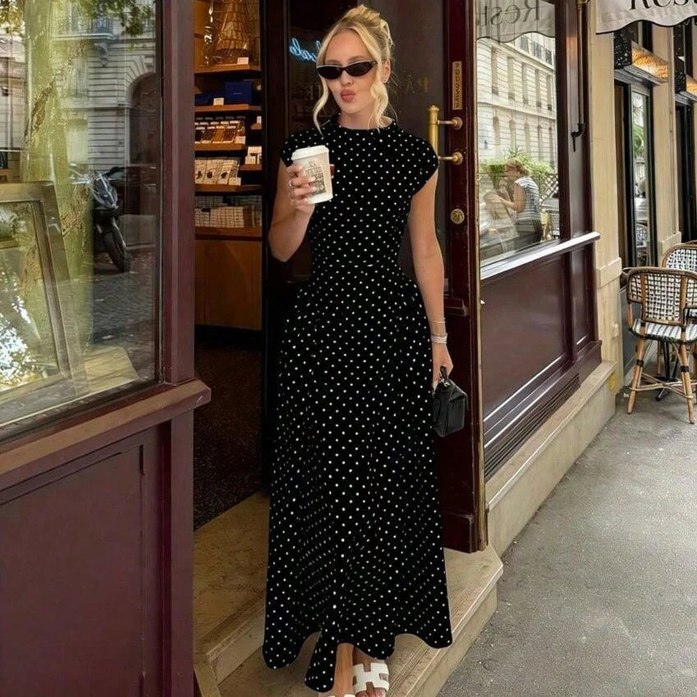 Women’s White Polka Dot Long Dress