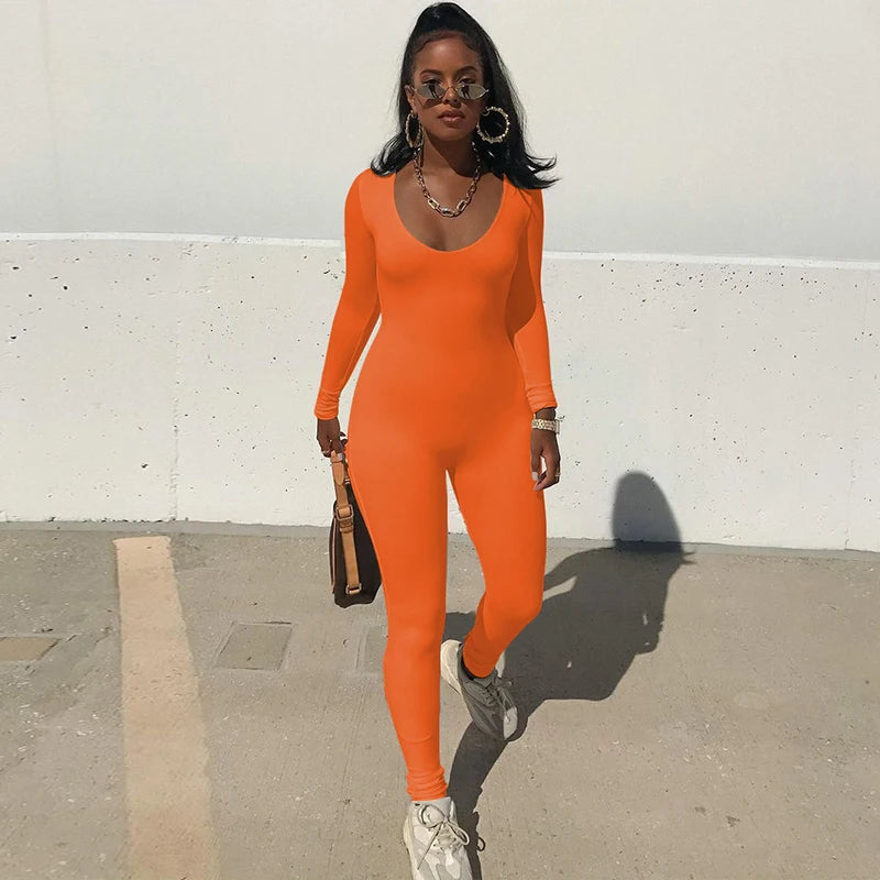 Women’s Long Sleeve Slim Fit Bodycon Jumpsuit