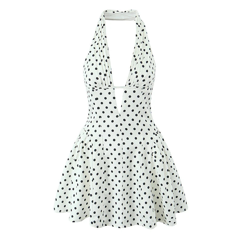 Women’s Retro Polka Dot Halter Mini Dress