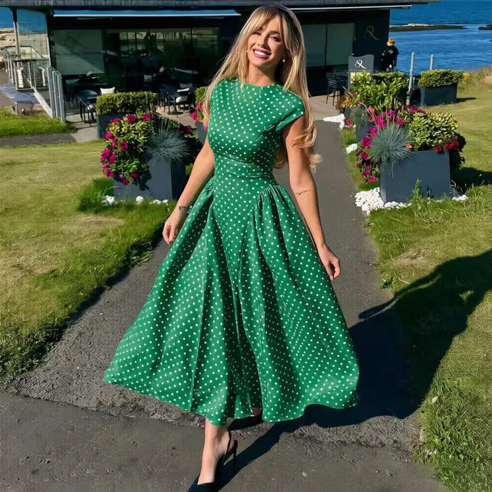 Women’s White Polka Dot Long Dress