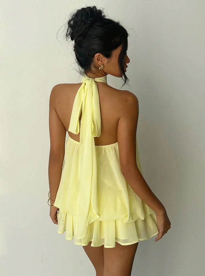 Slim Fit Tie Waist Summer Vacation Dress