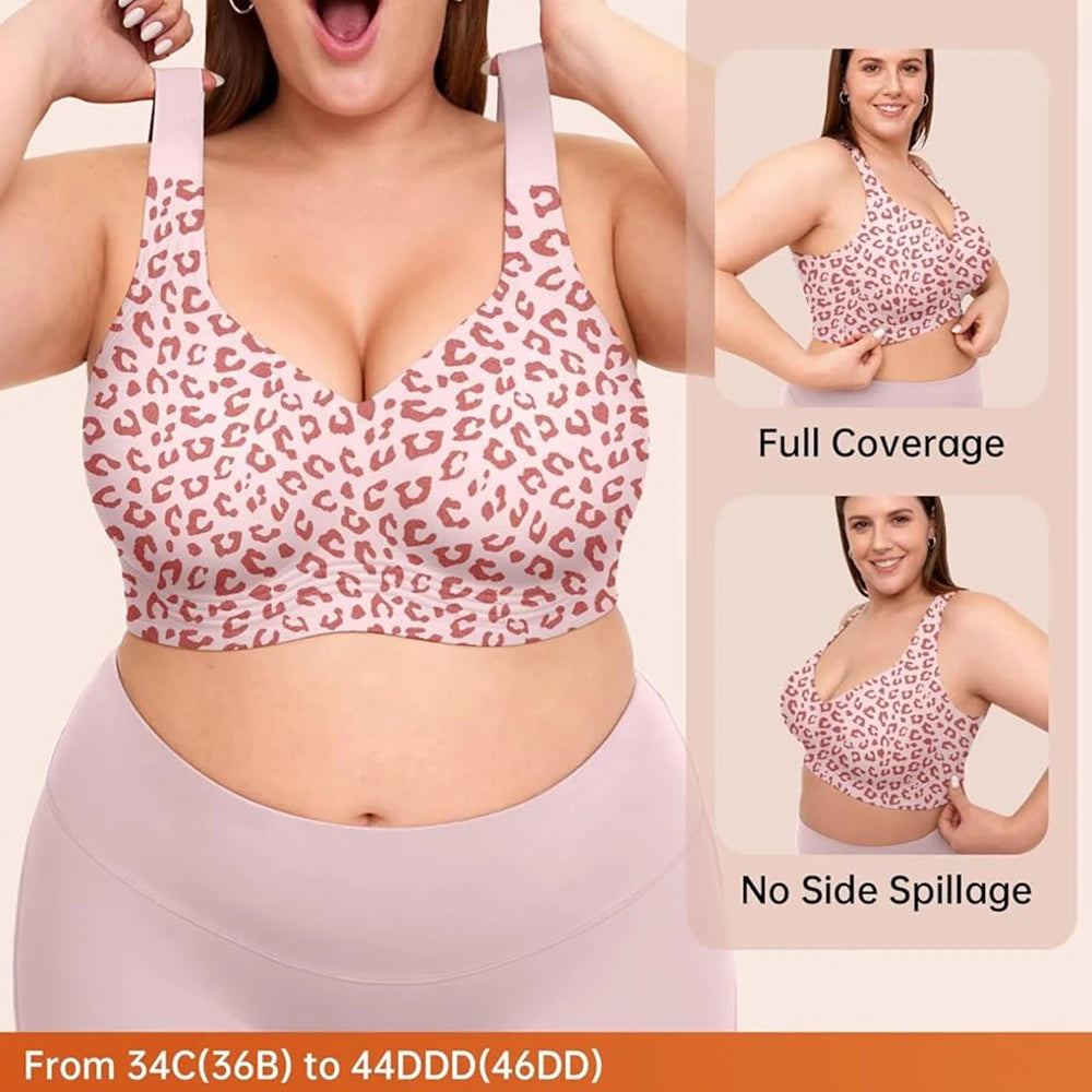 Leopard Jelly Bras No Underwire Push Up Wireless Bra Seamless Lift Bras Full Coverage Bralette Everyday Brassiere Plus Size