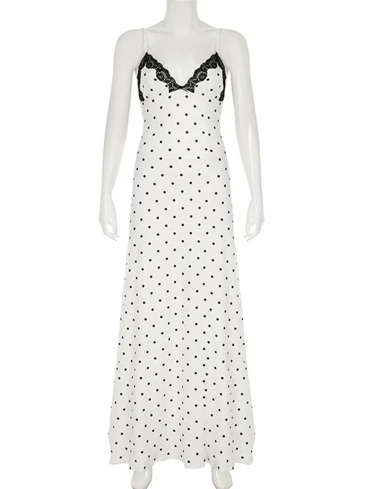 Women’s Spaghetti Strap Lace V-Neck Maxi Dress