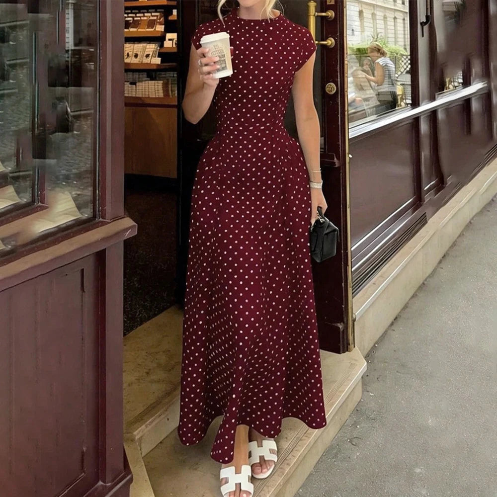 Women’s White Polka Dot Long Dress