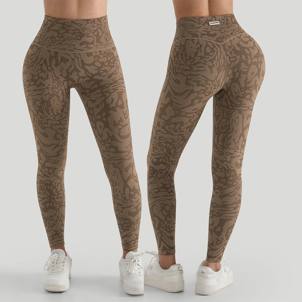 Yoga Pants For Women Coffee Leopard Gym Leggings Seamless High Waist Push Up Hip Lift Gym Tights Fitness Workout Leggins Female