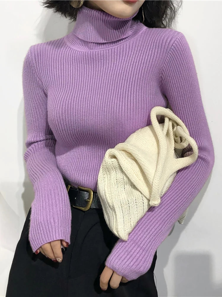 Women’s Turtleneck Slim Fit Knitted Pullover